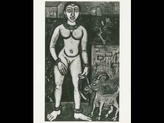 image of F N Souza - Girl with Goat - press print