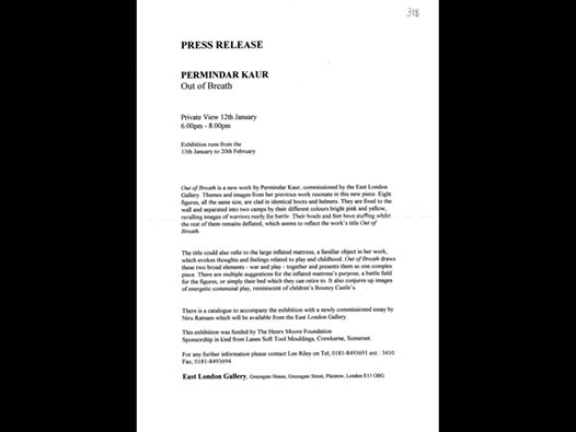 image of Permindar Kaur | Out of Breath - press release
