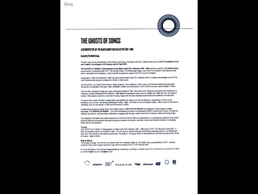 image of The Ghosts of Songs press release