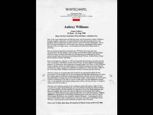 image of Aubrey Williams - Whitechapel press release