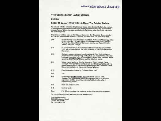 image of Aubrey Williams “The Cosmos Series” 1996, Seminar schedule